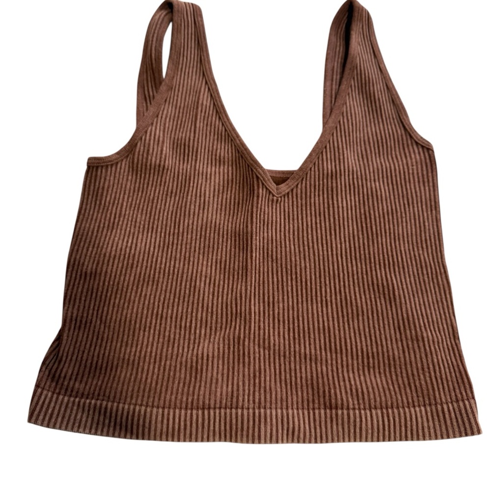 Aura Tan Ribbed Knit Top